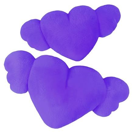 Generisch Cojín de alas de ángel en forma de corazón, 2 accesorios para coche, cojín cervical con alas para conducir, adorable cojín de felpa para viajes en coche, decoración de café, sala de estar