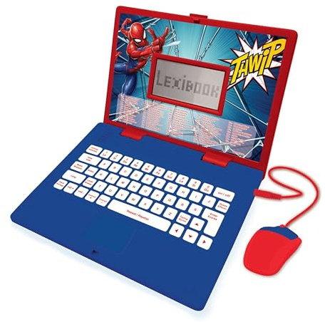 Lexibook, Spider-Man Educational Laptop for kids, JC598SPi1LXB | French/English, 124 activities, Learning games and music