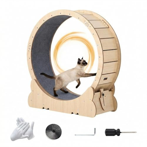 ActiveTrail 43.3 Large Cat Exercise Wheel, Cat Treadmill for Indoor Cats, Running Wheel with Locking Mechanism & Detachable Carpet for Running Walking Training, Suitable for Most Cats