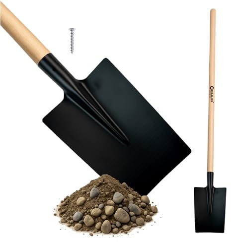Crisalide® - Vanga Nera da Giardino con Manico in Legno di Faggio 135 cm – Scocca in Acciaio Verniciato Rinforzato, Attacco Conico con Vite Inclusa, Ideale per Terreni Duri, Rocciosi ed Erbosi