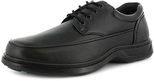 Comfisole Freddy Mens Smart Shoes - Everyday Black School Shoe & Work Shoe with Lace-Up Fastening. Comfy Casual Lightweight Wide Fit Shoes for Men UK Black 11 UK