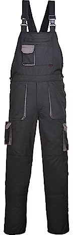 Portwest TX12 Salopette de Travail à Bretelles Contrastées Texo Homme Noir Grande Taille, L