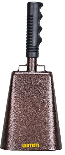 WMM 12 Inch Steel Cowbell with Handle Cheering Bell for Sports Events Large Solid School Bells & Chimes Percussion Musical Instruments Call Bell Alarm(Copper)
