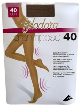 FILODORO 6 Graderad 40 denier kompressionsstrumpbyxor, Platina, 2