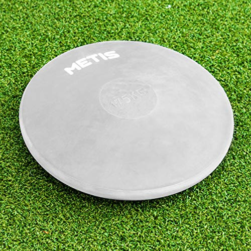 METIS Inomhus/utomhus gummidiskus [5 vikter tillgängliga] | Spår & fältdiskus | Diskusskiva för träning | Gummi Athletic Essentials Diskus för diskusträning (grå (1,75 kg), 1-pack)