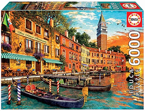 Educa - Puzzle 6000 Teile | Sonnenuntergang in San Marco, 6000 Teile Puzzle für Erwachsene und Kinder ab 14 Jahren, Inklusive Ersatzteilservice, Solange der Vorrat reicht. Italien, Venedig (19286)