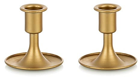 Candlestick Holders Taper Candle Holders, Romadedi Gold Candle Stick Candle Holder for Table Centerpiece, Wedding Reception, Festive Christmas Mantel Decoration or Home Decor, Set of 2