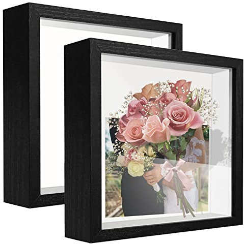 sunmeg 2Pcs Marcos con Profundidad 30 x 30 cm Marcos de Fotos 3D Profundidad para Objetos de hasta 3 cm Marco de Objeto Rellenable Forma Cuadrada para Colgar en la Pared o Escritorio