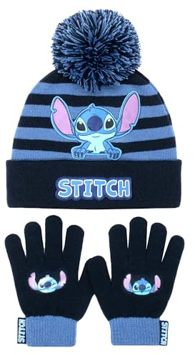 Disney - Stitch Winter Hat & Gloves Set for Girls - Warm & Comfy Kids Accessories - Gift Set for Girls - Purple