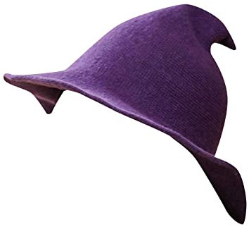 Halloween Kostüm Mädchen Bedruckter Trachtenhüte - Winter-Halloween-Mütze, spitzes Oberteil, einfarbig, lustige Strickmütze mit großer Krempe Schön Bedruckter Trachtenhüte Cosplay (Purple, One Size)