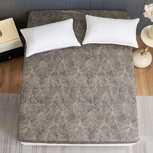 Dunkelbraun Spannbettlaken 140x200 cm Blatt Boxspringbett Spannbetttuch Bettwaren Matratzenbezug 1 Spannleintuch Tiefe Tasche 30 cm mit 2 KissenbezüGen 80x80cm