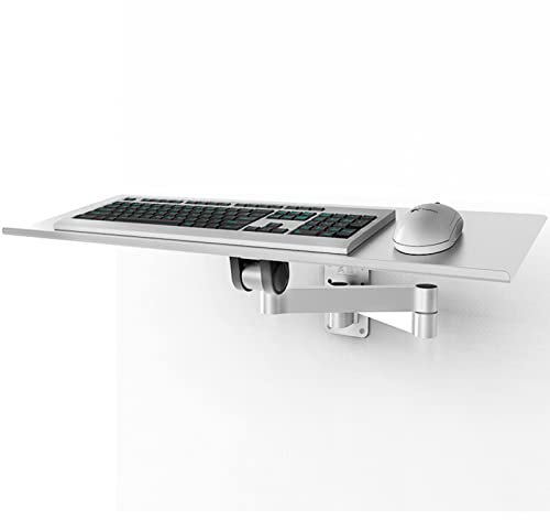 HGDNNDEOP Ensemble de Rails de Serrage for Clavier, Support de Clavier, Support de Bras de Clavier Mural réglable avec étagère Industrielle, Conception Flexible argentée, 2 Bras de 40 cm(2 arm40cm)