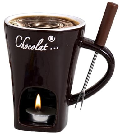 Set Creativo Di Tazze Per Fonduta Di Cioccolato Con Candele Da Tè, Tazza Da Caffè In Ceramica Con Forchette, Per Sciogliere Cioccolato E Formaggio
