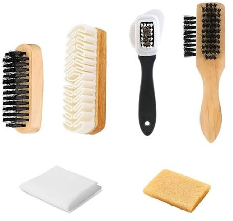 Mlysnd Brosse à Chaussures, Gomme Daim Chaussure, Brosse Daim Suede Shoe Brush Set 6 Pcs for Suede, Cowhide, Nubuck Leather Polishing and Cleaning