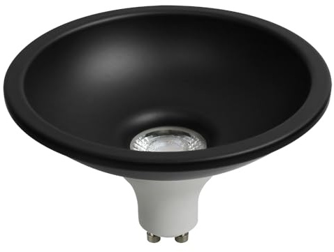 NCC-Licht LED Leuchtmittel Deep-Deco Reflektor Weiß 8W GU10 750lm warmweiß 3000K 36° Dimmbar + Ring Schwarz ES111