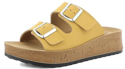 inblu Ciabatte Donna Doppia Fascia Con Fibbie Regolabili, Plantare In Ecopelle Imbottito, Suola 4,5cm CiabattaDonna