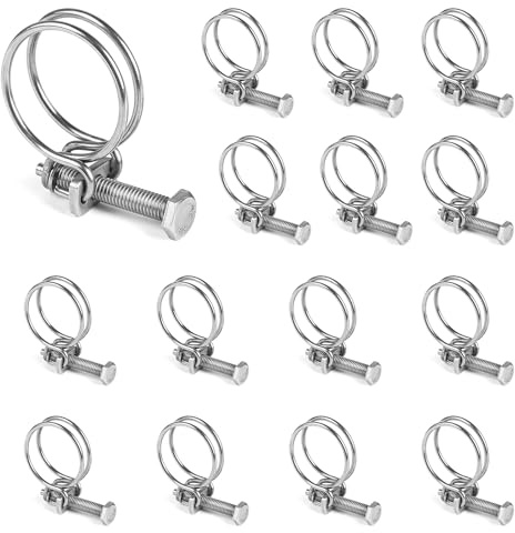 SWAWIS 15 Pezzi 36-40mm Fascette Stringitubo a Doppio Filo Regolabile in Acciaio Inox 201 per Serraggio di Tubi dell'Acqua, Diametro del filo 3mm