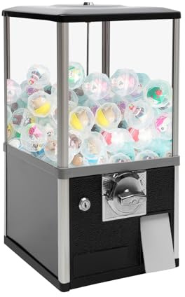 25-Cent Vending Machines, Coin Operated Commercial Large Capacity Gumball Machine Commercial Mini Dispenser Prize Machine for Game Stores Retail Stores & Amusement Parks (Black)