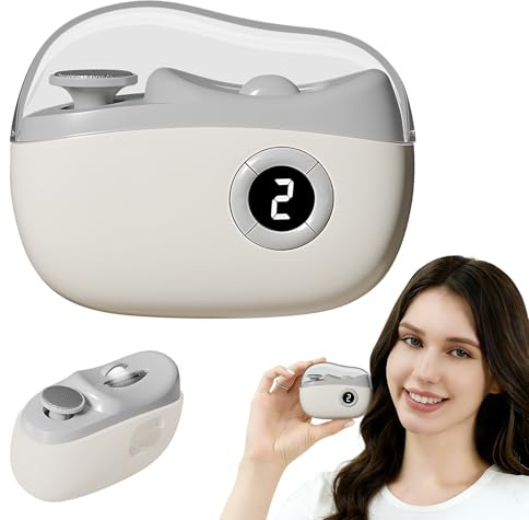 RAPRAP Tagliaunghie Elettrico 3 in 1 per Anziani, Rifinitore e Lucidatore di Unghie Ricaricabile, Tagliaunghie Automatico per Unghie con 3 Velocità,Bianca