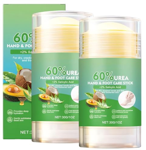 2 pezzi di crema urea al 60%, crema piedi con urea al 60%, unguento con acido salicilico, balsamo per piedi per secchi, talloni screpolati e ispessiti, esfolia la pelle, idrata e leviga