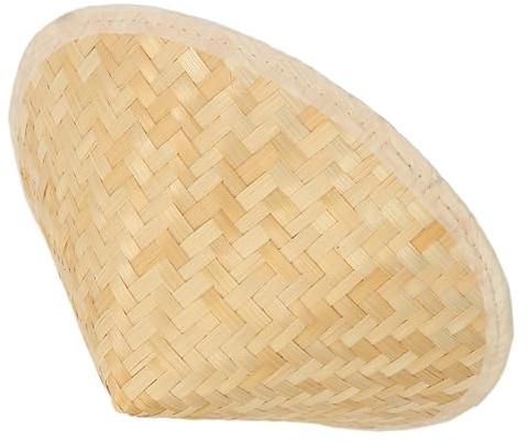 EXQUIMEUBLE Lightweight Bamboo Hat with Comfortable Fit and Sun Protection, Traditional Chinese Straw Rice Hat in Khaki Colour, Suitable for Covering Face from Sun or Wall Hanging Decor