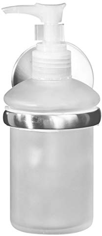 Fackelmann Seifenspender VISION, Behälter für Flüssigseife, Seifenbevorrater mit verchromter Wandhalterung (Farbe: Silber/Milchig), Menge: 1 Stück
