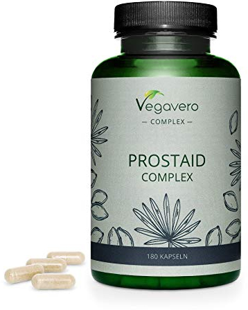 Prostata Komplex Vegavero® | 180 Kapseln Hochdosiert | Mit Sägepalmenextrakt, Kürbiskernen, Brennnessel & Mehr | Vegan & Ohne Zusätze