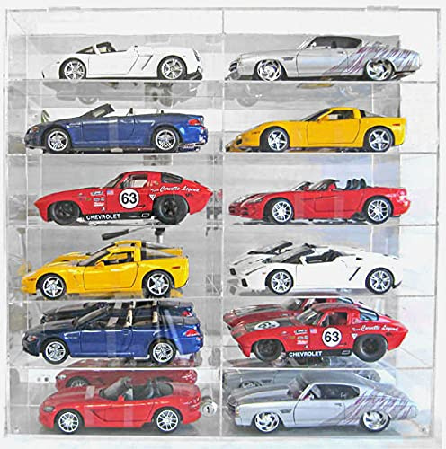 Display Case for 1:24 - 1:18 Scale Diecast Toy Model Cars Wheels Storage Showcase, 98% UV Protection, 4mm Thick Acrylic (Clear 1:18 Scale - 12 Slots) Hot Gifts