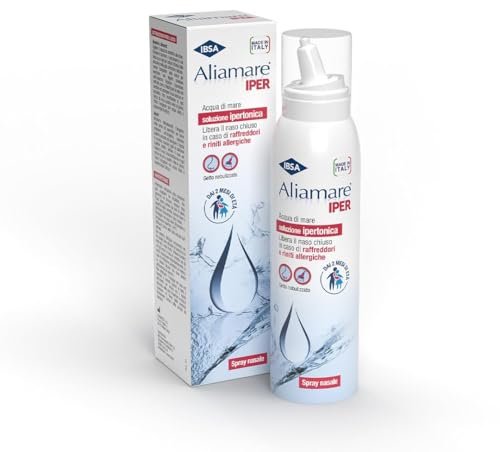 Aliamare Iper Spray 125ml | Soluzione ipertonica di acqua di mare. Libera il naso chiuso in caso di raffreddore e riniti allergiche