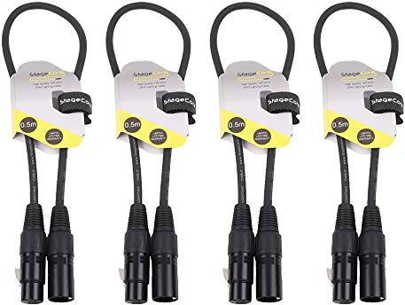 4x StageCore 0.5M DMX Cable 120ohm 3 Pin XLR Lighting Cable DJ Disco