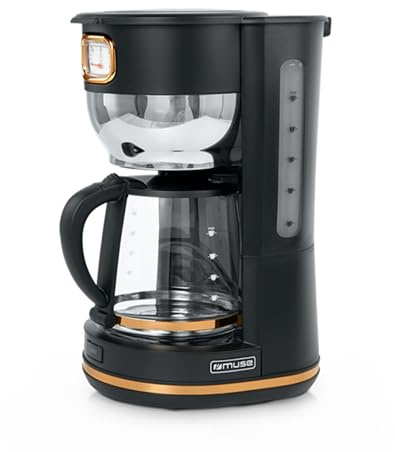 Muse Macchina da caffè MS-220 BC | con brocca in vetro, display analogico per mantenere il caldo, capacità 10 tazze, retrò, opaco, nero