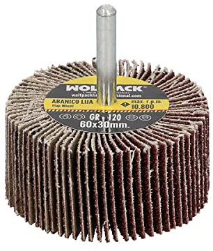 Abanico lija grano 120 medida ø 60 x 30 mm. disco abrasivo laminas, ruedas mil hojas, ruedas abrasivas,lijado,desbaste,pulir
