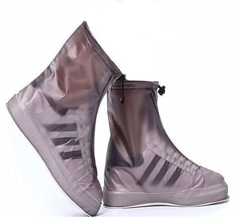 mmasport copriscarpe in pvc impermeabili, resistenti all'acqua, antiscivolo, coppia di copri scarpe da pioggia protettivi anti slip in pvc unisex, riutilizzabili (44-45, grigio)