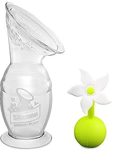 Haakaa Milchpumpe Brustpumpe 150ml mit Saugfuss und Blumenverschluss Weiß Stillen Handmilchpumpe