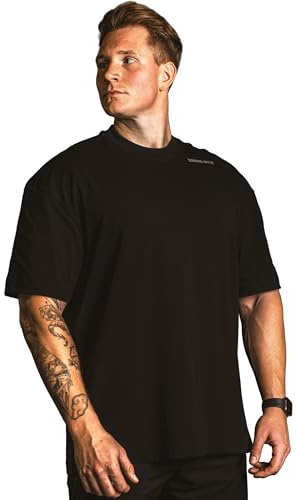 Satire Gym Maglia Palestra Uomo Oversize Nero - Abbigliamento per Fitness e Gym - Pump Cover Shirt - Disponibile in Diverse Dimensioni