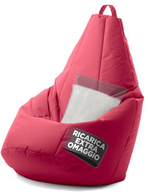Avalon - Puff Poltrona Sacco Pera Deluxe Grande Sfoderabile, Pouf Sacco di Qualità Sartoriale, Bean Bag per Sedersi Ergonomico, Tessuto Antistrappo Impermeabile, Made in Italy(70x130cm-Fucsia)