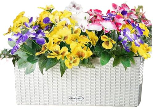 OUKEYI Artificial Flowers Outdoor UV Resistant Artificial Pansies Faux Plastic Flower Wild Flower Daisy for Home Wedding Kitchen Garden Table Centerpieces Indoor Outdoor Decor 6 Bundles Mixed Color