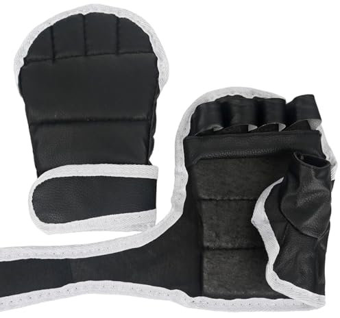Boxsack-Trainingshandschuhe, Pu-Leder-Halbfinger-Kampfhandschuhe, Kampfsporthandschuhe, Grappling, Sparring, tragbare Schwarze Karate-Fäustlinge, schlagfeste Fäustlinge für Muay Thai