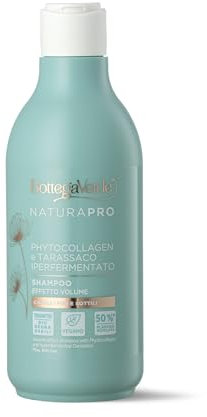 Bottega Verde - Natura Pro, Shampoo Volumizzante per Capelli Fini e Sottili, 250 ml, con Collagene di Origine Naturale e Tarassaco Iperfermentato, Formula Vegana con Tensioattivi Biodegradabili