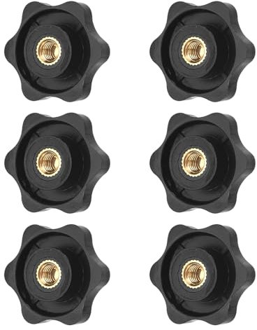 APOMOONS 6 piezas tuerca de estrella M6, tuerca de mariposa 32mm diámetro, tuerca moleteada M6 tuercas de agarre rosca para muebles dispositivos electrónicos máquina industria equipos de fitness