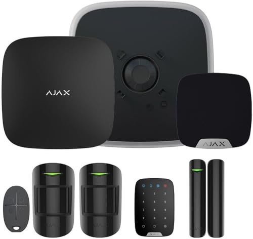 Ajax Systems Burglar Wireless Alarm KIT – Ready to Install Pet-Friendly Home & Office Security Kit with Motion Sensors, Sirens & Keypad, App Controlled, No Monthly Fees, Official Warranty (Black)