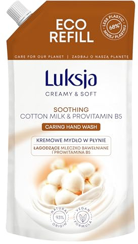 LUKSJA Sapone crema, cotone, ricarica da 400 ml, sapone per le mani, lavaggio a mano, sapone per lavaggio a mano