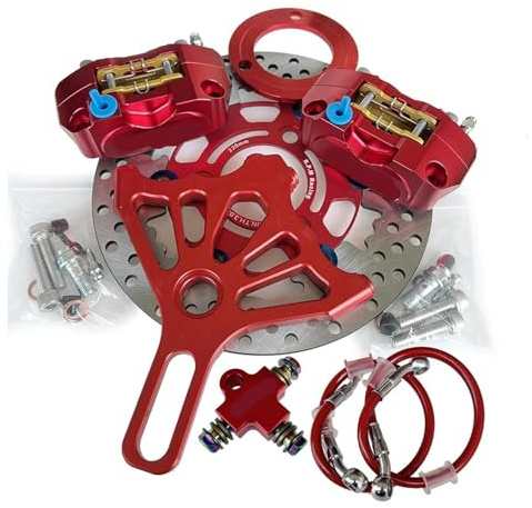 Motorcykel 2-delade Bromsok Med 220 Mm Bromsskiva För Bakre Plattgaffelbromssystem För Skotermotorcykel Modify(F)
