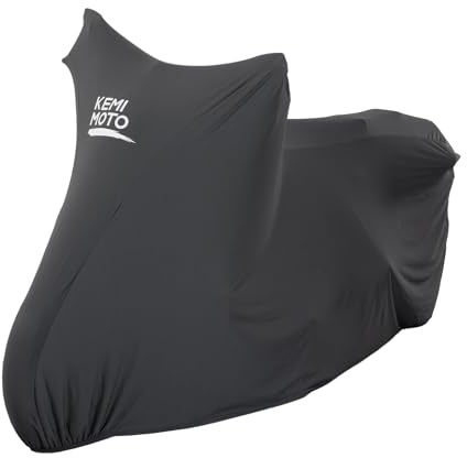 KEMIMOTO Telo Coprimoto Interno, Telo Antipolvere Moto Elasticizzato con Gancio di Sicurezza, Copertura Moto Traspirante per Motociclo, Scooter, Cruiser, Touring e Adventure