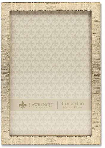 Lawrence Frames 4W x 6-Inch H Gold Metal Picture Frame with Linen Pattern (712346)