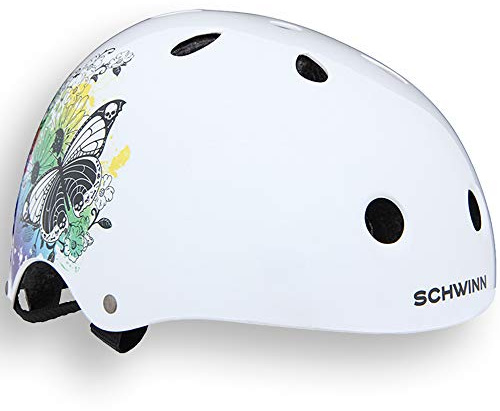 Schwinn Girls' Butterfly Bmx Helmet, Butterfly (White), 54-58cm UK