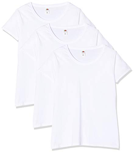 Fruit of the Loom Damen Lady-fit Original Tee, 3 Pack T-Shirt, Weiß (White 30), 34 (Herstellergröße: Medium) (3er Pack)