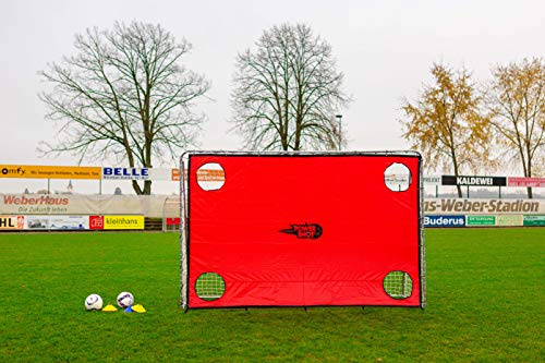 POWERSHOT Football Goal 3 x 2 m made of High Resistance Steel! Suitable all year round! With red shooting wall