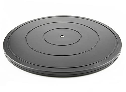 VOLCANOES CLUB 16Inch Lazy Susan Turntable - Heavy Duty Rotating Swivel Steel Ball Bearings - Flat Base Stand for TV/Computer/Monitor/Arts/Crafts/Bonsai/Christmas Tree/Cabinet Organizer(Plastic&Black)