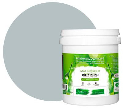BOX DECO COULEURS Peinture murale naturelle écologique aspect mat intérieur Natura - 1L, Gris Bleu